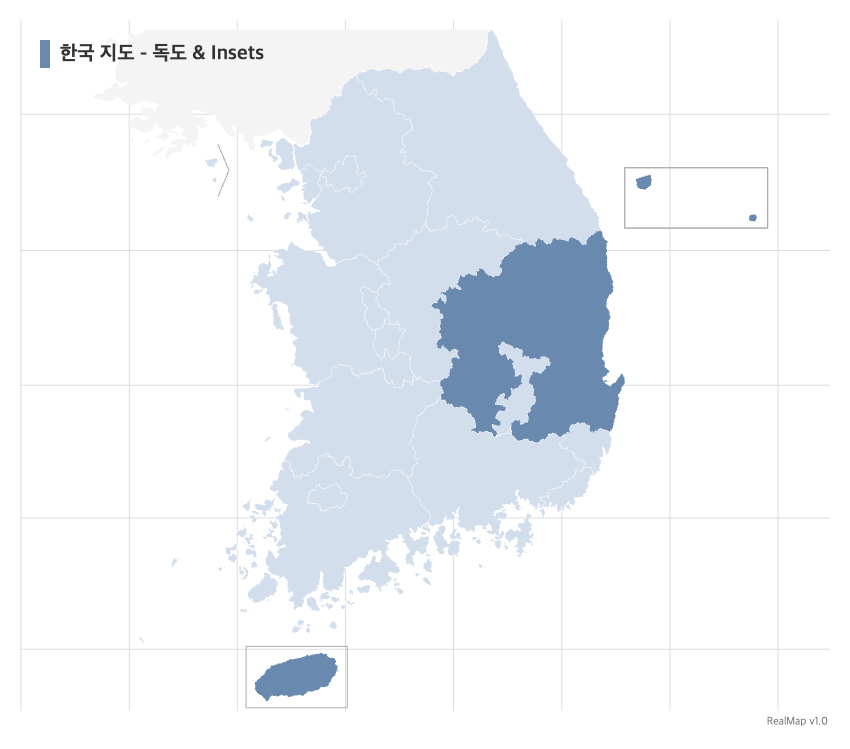 인셋(Inset) — 독도·제주도를 원하는 위치에